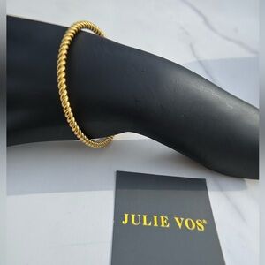 JULIE VOS Twisted 24k GF Gold Bangle Stackable Bracelet